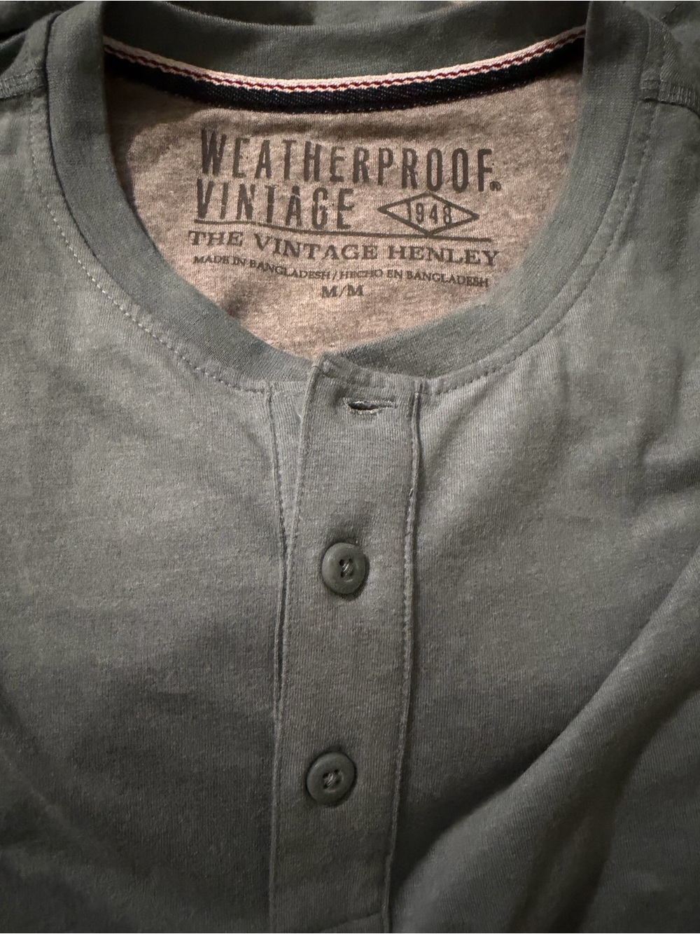 Weatherproof Olive Green Henley Button-Down Shirt